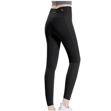 CLOISE Yoga Pants for Women Athletic High Waisted Yoga Pants Elastic Waist Petite Stretch Leggings Workout Leggings Pull On Soft Yoga Pants Solid Comfy Trouser Yoga Pants Black