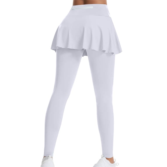CLOISE Yoga Pants for Women Athletic Workout Leggings Tennis Skirt Leggings High Waisted Petite Legging Pants Elastic Waist Stretch Leggings Pull On Soft Leggings Solid Comfy Athletic Leggings White