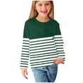 thumbnail image 1 of CLOISE Youth Shirts for Girls Boys Long Sleeve Crew Neck Tops Striped Casual Fashion Fall Winter Clothes Green 11T, 1 of 6