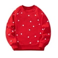thumbnail image 1 of CLOISE Youth Sweatshirt Boys Girls Red Long Sleeve Crew Neck Tops Polka Dot Cotton Casual Fashion Fall Winter Clothes Red 3-8T, 1 of 6