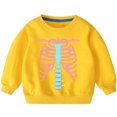 thumbnail image 1 of CLOISE Youth Sweatshirt Girls Boys Halloween Long Sleeve Crew Neck Tops Skull Print Cotton Casual Fashion Fall Winter Clothes Yellow 2-10T, 1 of 8