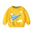 thumbnail image 1 of CLOISE Youth Sweatshirt Girls Boys Long Sleeve Crew Neck Tops Airplane Print Cotton Casual Fashion Fall Winter Clothes Yellow 2-10T, 1 of 2