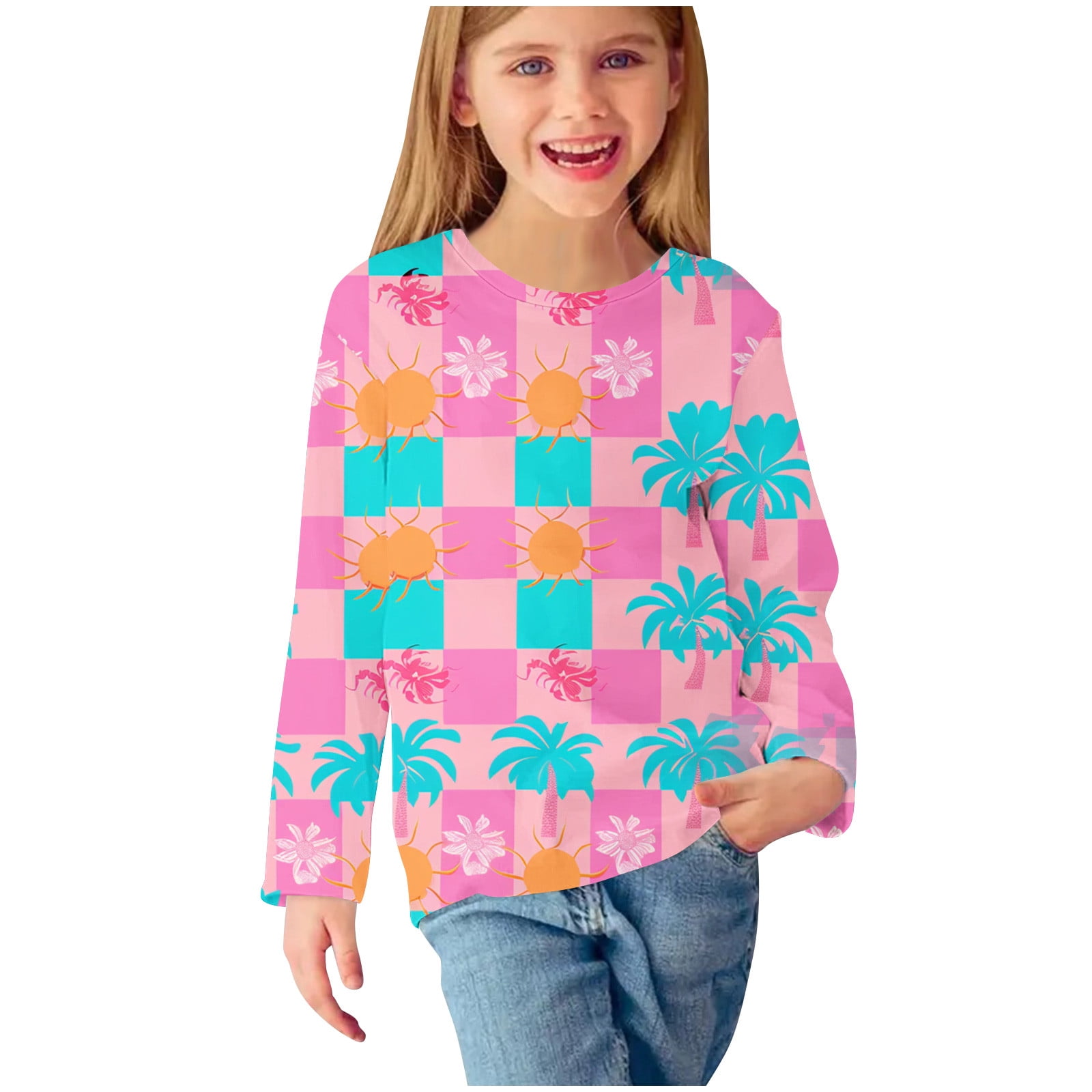 CLOISE Youth White Tshirt Boys Girls Long Sleeve Crew Neck Tops Print ...