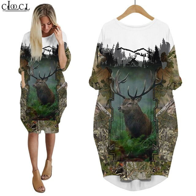 CLOOCL Animal Fox Hunting Dress 3D Printed Long Sleeve Streetwear