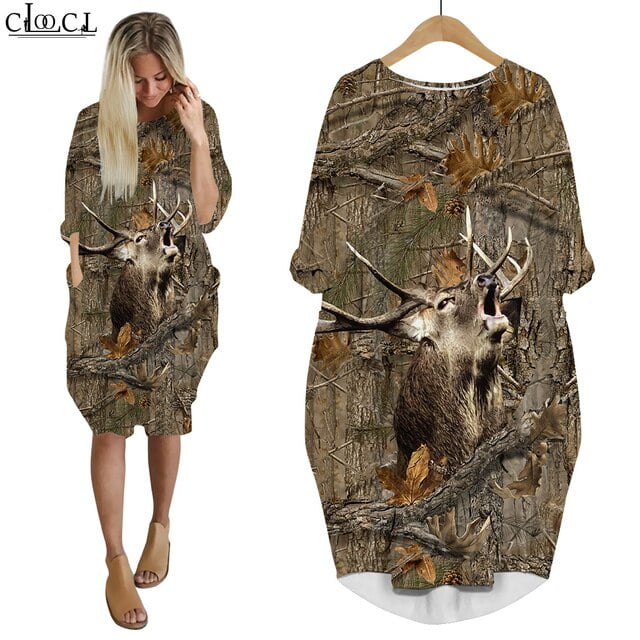 CLOOCL Animal Fox Hunting Dress 3D Printed Long Sleeve Streetwear