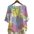 thumbnail image 1 of CLOOCL Cat Printed Blouse Cute Cartoon Shirts Tops Plus Size Women Clothing, 1 of 6
