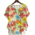 thumbnail image 1 of CLOOCL Chic Floral Printed Blouse Short Sleeve Shirts Women Summer Tops Oversized, 1 of 6