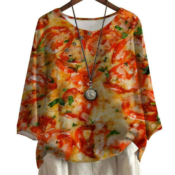 CLOOCL Fashion T-shirt for Women Food Pizza 3D Print Long Sleeve Casual Round Neck Blouse Plus Size Tops Female Clothing