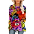 thumbnail image 1 of CLOOCL Lovely Cats Printed T-Shirts Workout Wear Scoop Hem Top Oversized Women Clothes, 1 of 6