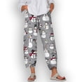 thumbnail image 1 of CLOOCL New Pants Women Cute Snowman Printing Harajuku Slacks Elastic Waist Trousers, 1 of 6