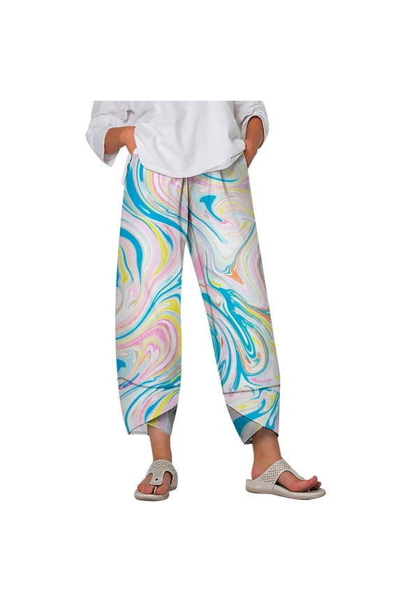 New Plus Size Pants for Women Marble Pattern 3D Printed Trousers Loose Streetwear Female Casual Jogging Pants