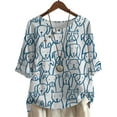 thumbnail image 1 of CLOOCL Oversized Blouse Cartoon Puppy Printed Mid Sleeve Shirts Women T Shirts, 1 of 6