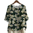 thumbnail image 1 of CLOOCL Oversized Blouse Retro Floral Pattern Printed Mid Sleeve Shirts Female Clothing, 1 of 6