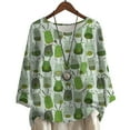 thumbnail image 1 of CLOOCL Oversized T-Shirt for Women Christmas Reindeer Green Print Blouse Casual Female Loose Plus Size Tops, 1 of 6