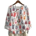 thumbnail image 1 of CLOOCL Oversized T-Shirt for Women Elk Reindeer Print Blouse Casual Female Loose Plus Size Tops, 1 of 6