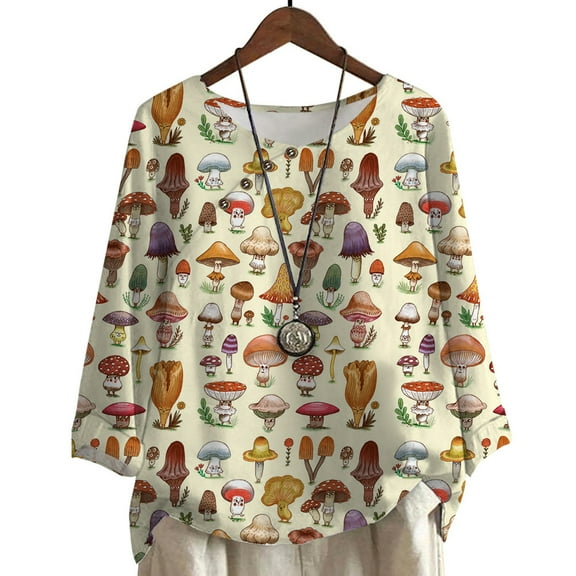 CLOOCL Plus Size Blouse For Women Retro Mushroom Fungus 3D Print Oversized Female Tops