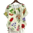 thumbnail image 1 of CLOOCL Plus Size Shirts Women Summer Tops Wild Flowers and Fruits 3D Printed Blouse, 1 of 6