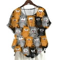 thumbnail image 1 of CLOOCL Plus Size Shirts for Women Playful Cat Cartoon 3D Printed Short Sleeve Summer Tops, 1 of 6