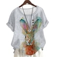thumbnail image 1 of CLOOCL Plus Size Short Sleeve Shirts Rabbit Painting 3D Printed Women Blouse, 1 of 6