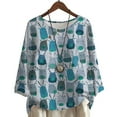 thumbnail image 1 of CLOOCL Plus Size T-Shirt for Women Christmas Reindeer Blue Print Blouse Casual Female Loose Tee Tops, 1 of 6