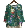 thumbnail image 1 of CLOOCL Plus Size T-Shirt for Women Twigs Flower Print Blouse Casual Female Oversized Tops, 1 of 6
