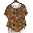 thumbnail image 1 of CLOOCL Plus Size Women T-Shirts Maple Leaf Acorn Printed Summer Casual Blouse, 1 of 5