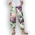 thumbnail image 1 of CLOOCL Plus Size Women Wide Leg Pants Watercolor Flowers Printed Casual Track Trousers, 1 of 6
