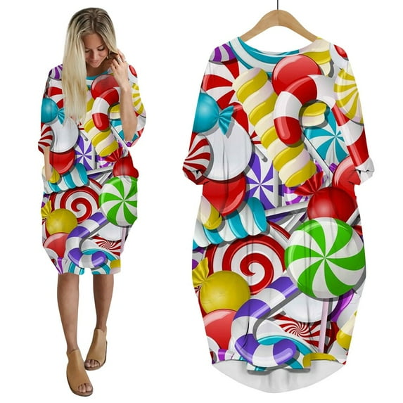 CLOOCL Pocket Dresses Tasty Candy Series Graphics 3D Printed Shift Dress Harajuku Fashion Party Dresses