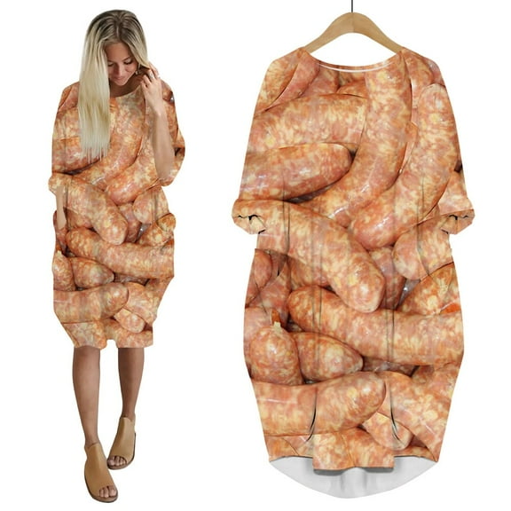 CLOOCL Popular Gourmet Sausage Dress 3D Print Fashion Funny Dress with Pockets Harajuku Barrel Dresses