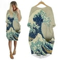 thumbnail image 1 of CLOOCL Retro Women Shift Dresses Kanagawa Surfing Printed Dress Long Sleeve Loose Fashion Dress, 1 of 4
