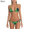 thumbnail image 1 of CLOOCL Sexy Bikinis Swimsuit 3D Print Palm Leaves Tropical Jungle Hawaii Women Straps Swimming Suit for Women Bikinis Set, 1 of 7