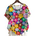 thumbnail image 1 of CLOOCL Short Sleeve Blouse Beautiful Floral 3D Printed T-Shirt Harajuku Tops Oversized, 1 of 6