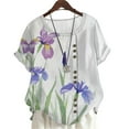 thumbnail image 1 of CLOOCL Short Sleeve T-Shirts Iris Graphic Printing Blouses Plus Size Women Clothing, 1 of 6