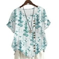 thumbnail image 1 of CLOOCL Summer Blouse Leaves Printed Short Sleeve Shirt Plus Size Women Clothing, 1 of 6