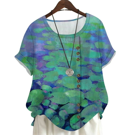 CLOOCL Summer Blouse Water Lilies Oil Painting 3D Printed T-Shirt Female Tops Plus Size