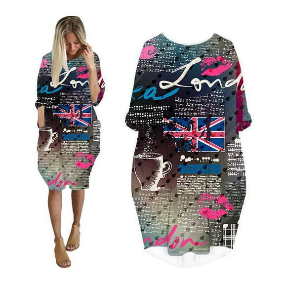 CLOOCL Vintage Dress Women Newspaper Print Female Barrel Skirt Loose Casual Shift Dress