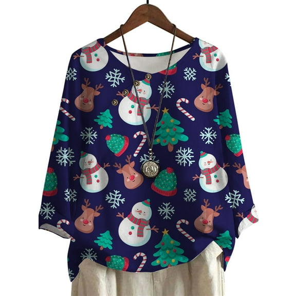 CLOOCL Women Blouse Christmas Snowman Pattern 3D Print Plus Size T-shirt Long Sleeve Streetwear Fashion Female Tops