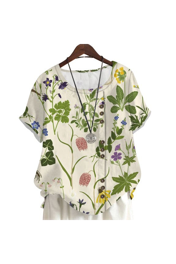 Women Blouse Tops Plants and Flowers 3D Printed Shirts Oversized T-shirt