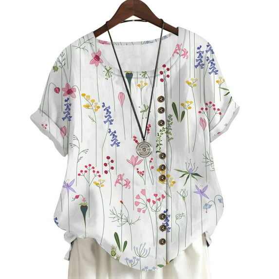CLOOCL Women Blouse Tops Wild Flower 3D Printed Shirts Oversized White T-shirt