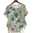 thumbnail image 1 of CLOOCL Women Blouses Elegant Flowers 3D Printed Short Sleeve T-Shirts Tops Oversized, 1 of 6