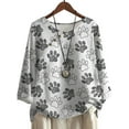 thumbnail image 1 of CLOOCL Women Oversized Blouse Animal Dog Paw Graphics Print Button Decorate Long Sleeve Plus Size T-shirt Casual Female Tops, 1 of 6