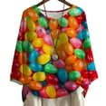 thumbnail image 1 of CLOOCL Women Oversized Blouse Candy Patterns Print Long Sleeve Plus Size T-Shirt Casual Tops, 1 of 6