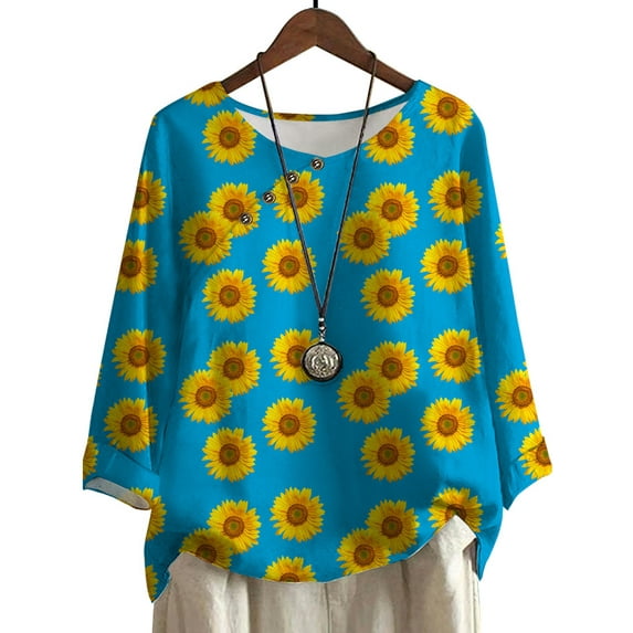 CLOOCL Women Oversized Blouse Sunflower Pattern 3D Print Long Sleeve Streetwear Plus Size T-shirt Casual Female Tops