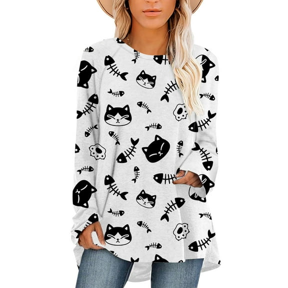 CLOOCL Women Plus Size Blouse Funny Cartoon Cat 3D Print Long Sleeve Harajuku Streetwear Female Casual Tops
