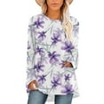 thumbnail image 1 of CLOOCL Women Plus Size Blouse Retro Lavender Pattern Print T-Shirt Long Sleeve Casual Female Loose Tops, 1 of 6