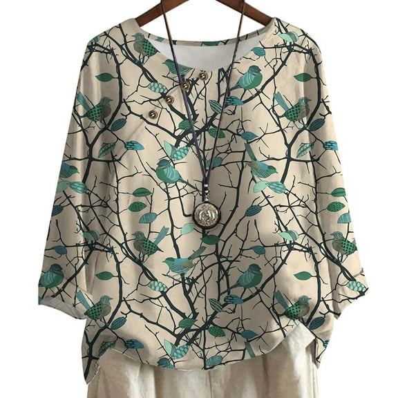 CLOOCL Women Plus Size T-Shirt Magpies Graphics Print Fall Fashion Tops