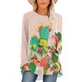 thumbnail image 1 of CLOOCL Women T-Shirt Beautiful Cactus Print Tee Long Sleeve Oversized Shirts, 1 of 6