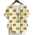 thumbnail image 1 of CLOOCL Women T Shirt Short Sleeve Cartoon Bear 3D Printed Blouse Oversized Tops, 1 of 5