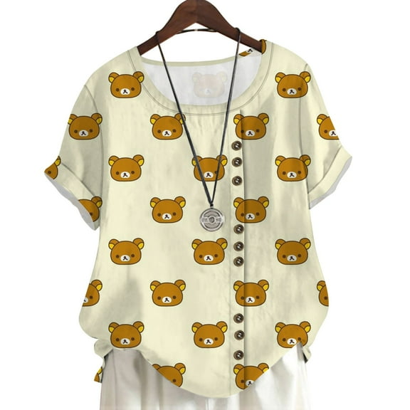 CLOOCL Women T Shirt Short Sleeve Cartoon Bear 3D Printed Blouse Oversized Tops