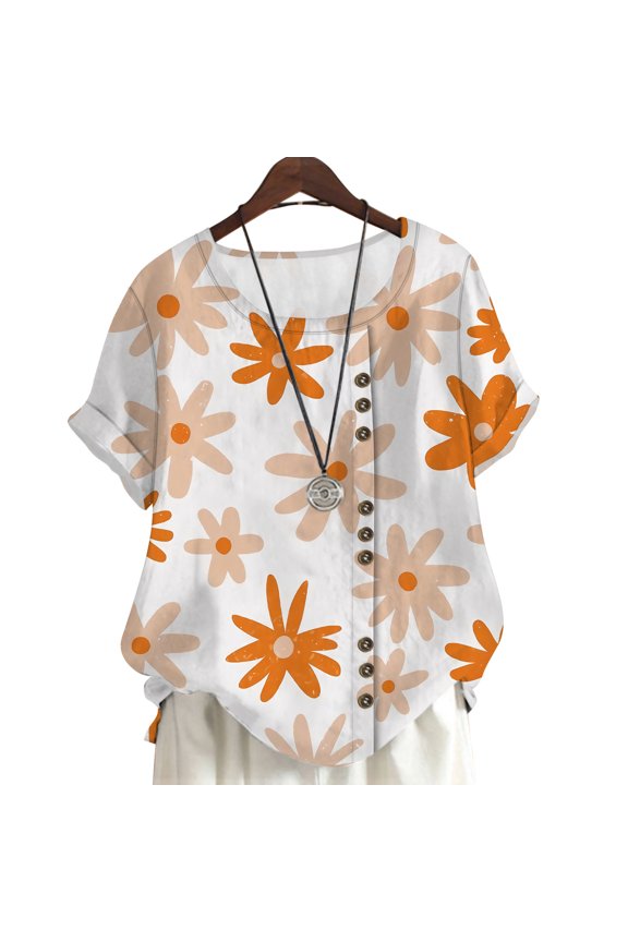 Women T Shirt Short Sleeve Simple Flowers 3D Printed Summer Blouse Oversized